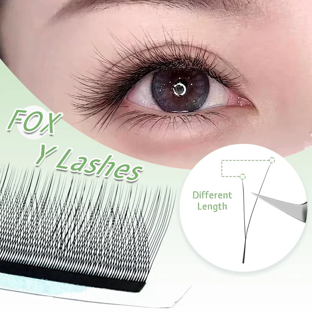 Nối mi Fox Eye 1D hình chữ Y, mi volume làm sẵn 8-13mm