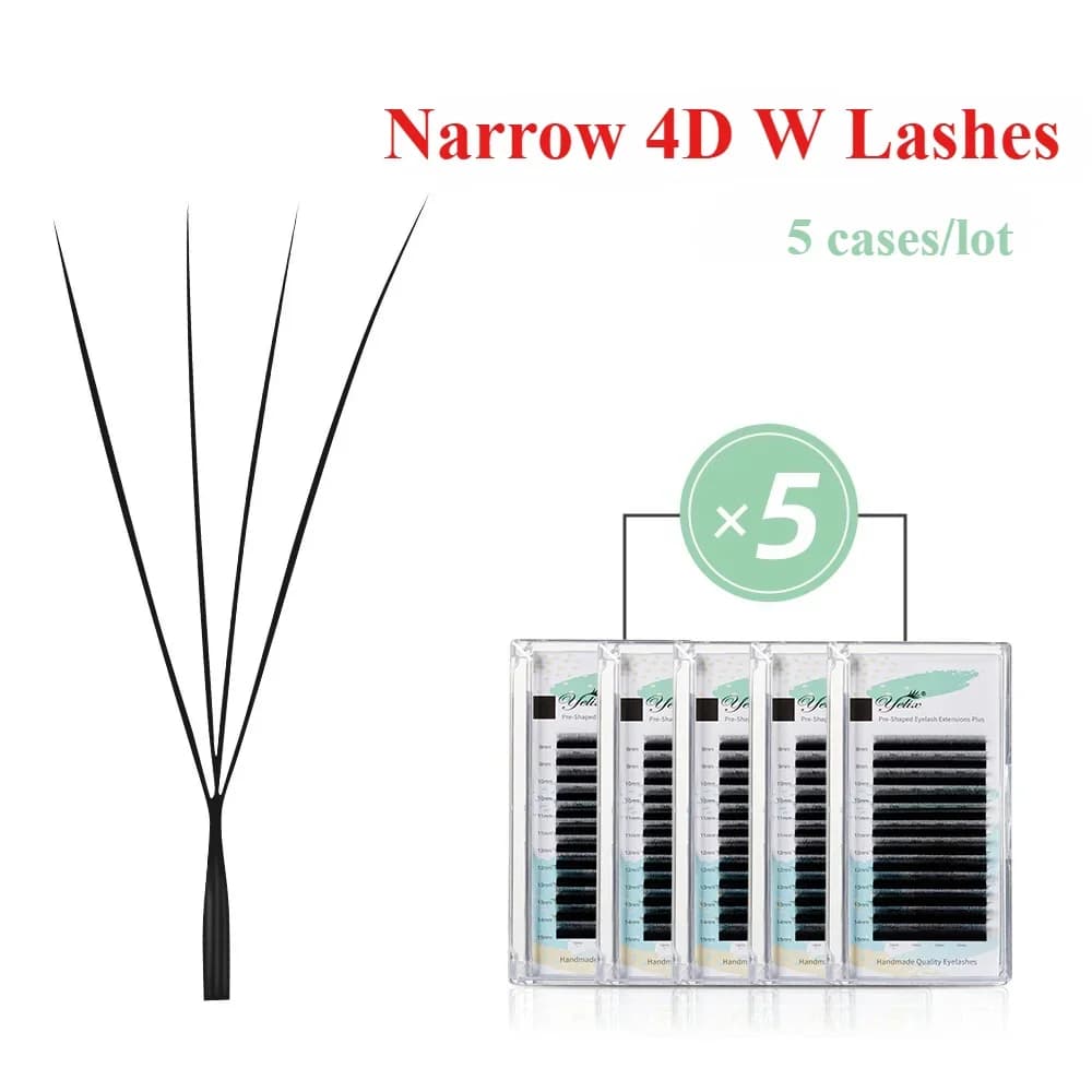 Nối mi giả 4D hình chữ W bản hẹp, 5 hộp