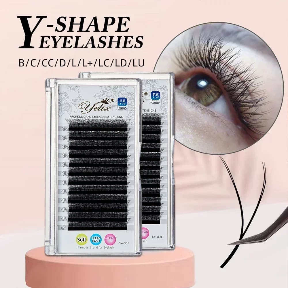 Nối mi hình chữ Y hai đầu chẻ dạng quạt volume 7-17mm