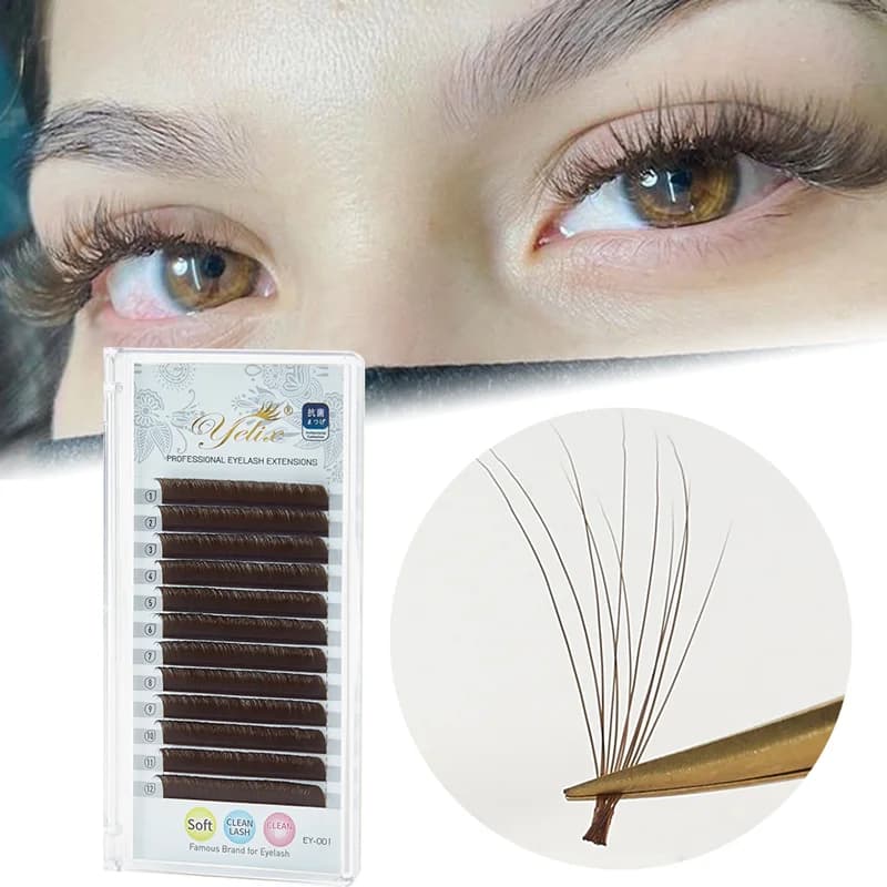 Mi Nối Quạt Dễ Tạo Dáng Màu Nâu Đen C/D Curl 8-15mm